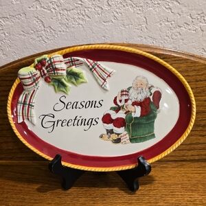 Fitz and Floyd Seasons Greetings Santa Plate
